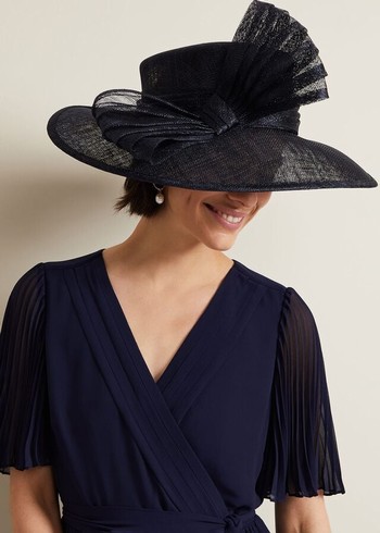 Phase Eight Pleat Bow Hats Navy Canada | RKMBXP-165